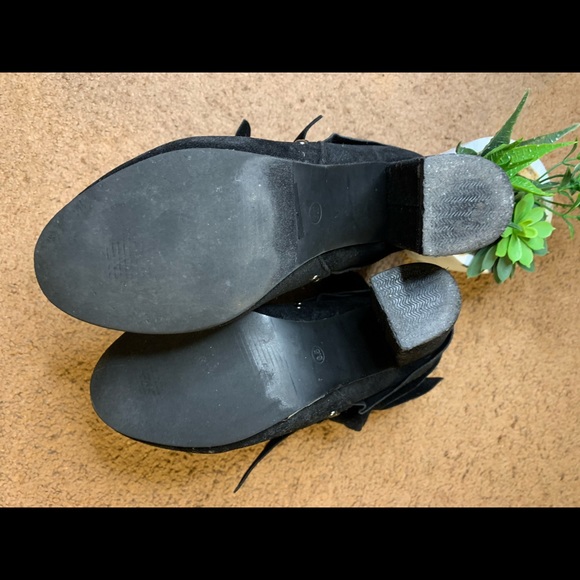 Black Studded Faux Suede Heeled Boots - Picture 6 of 10